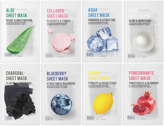 Eunyul Korean Pack of 8 Facial Skin Mask Sheets