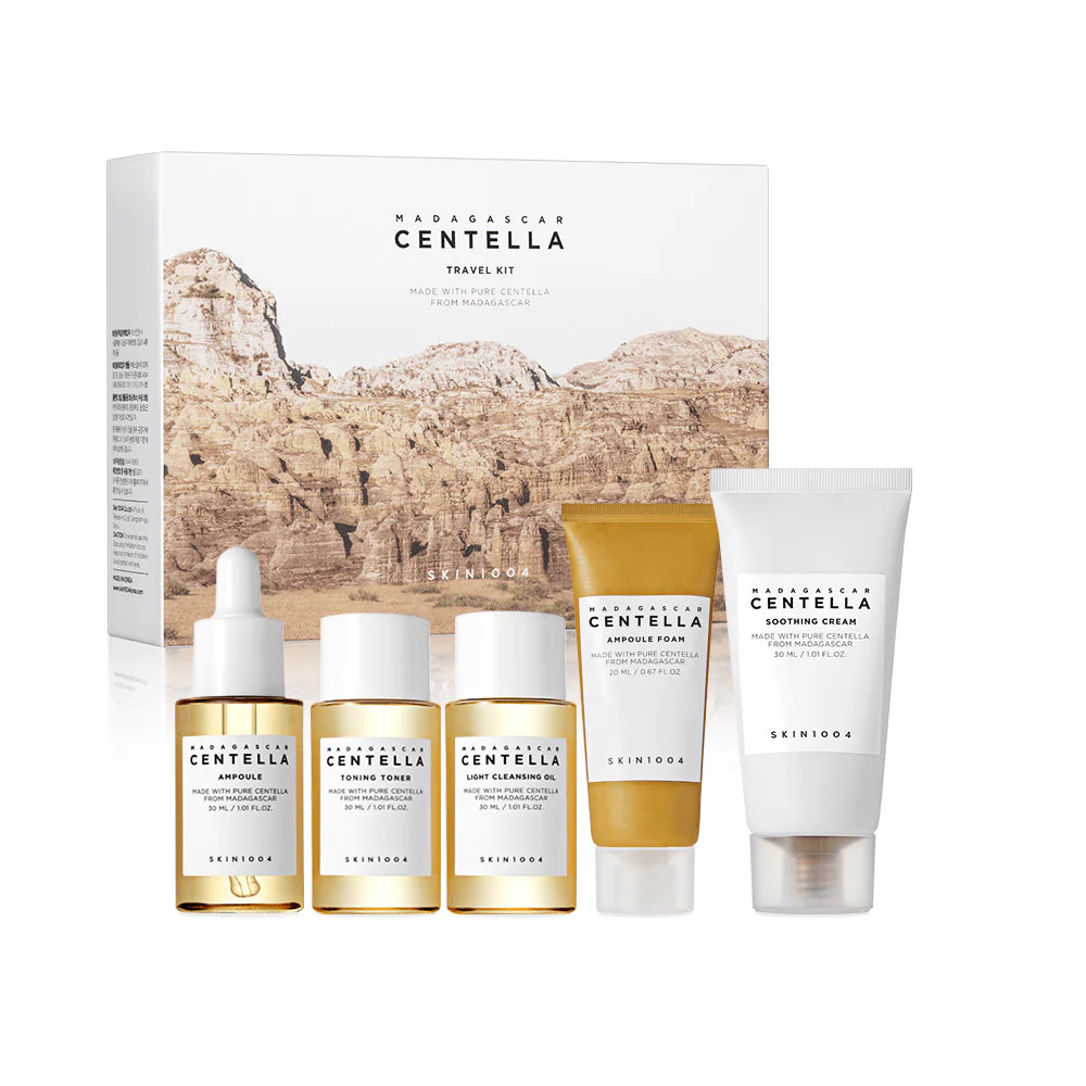 SKIN1004 Centella Cleanser, Face Serum, Toner, Soothing SkinCare Travel Set